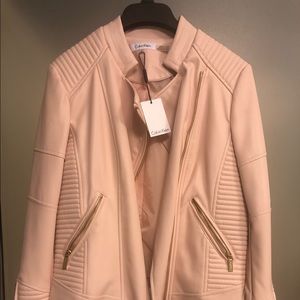 Blush pink leather jacket new
